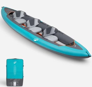 Inflatable canoe kayak 2/3 person - Tribord 100+ Blue